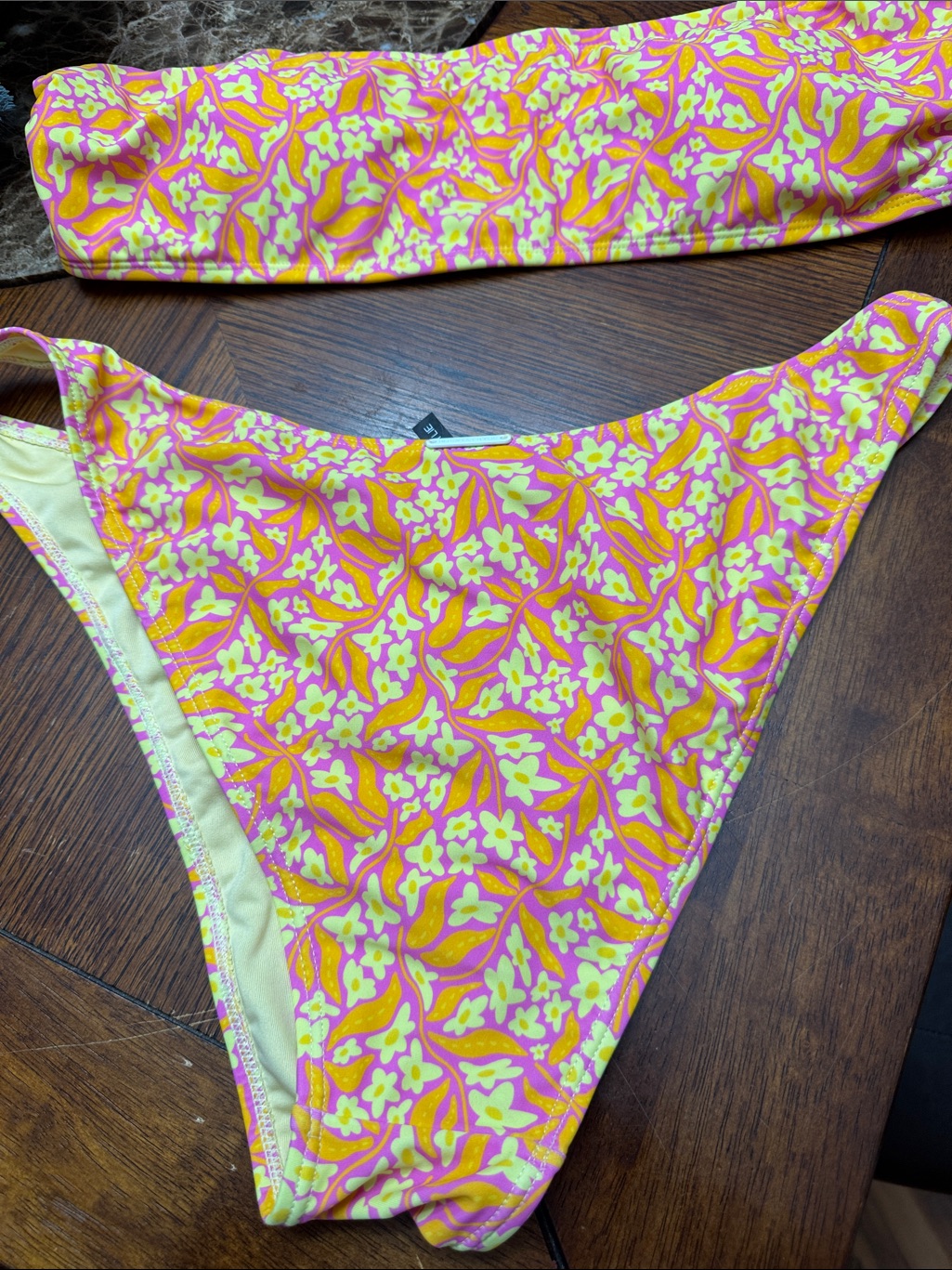 Kendall & Kylie Pink And Yellow Floral Bandeau Bikini — image 3 of 4
